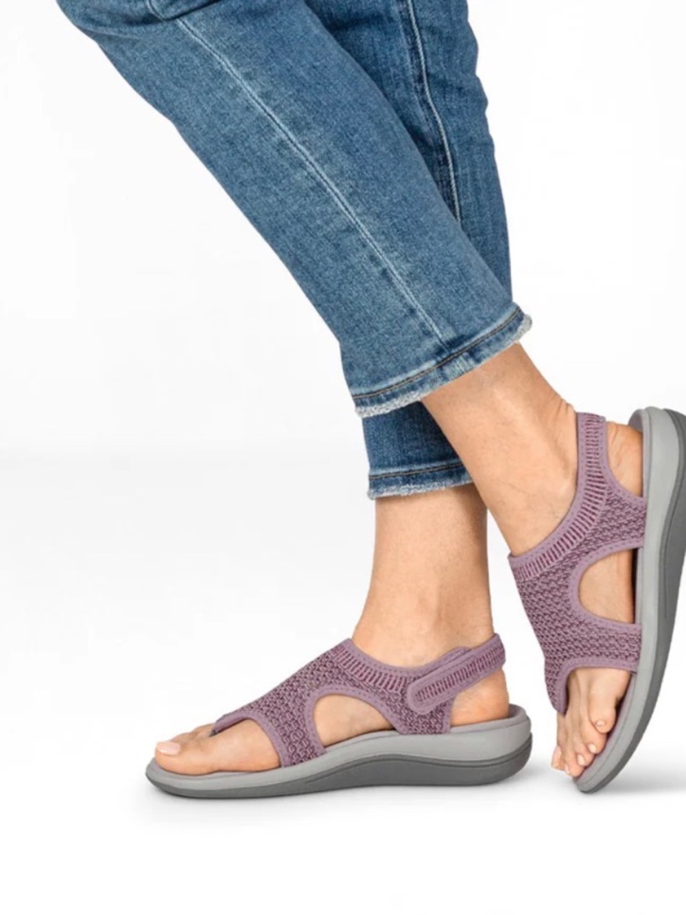 Orthofeet Lyra Orthopedic Knit Sandals Rose Pink 7.5 M